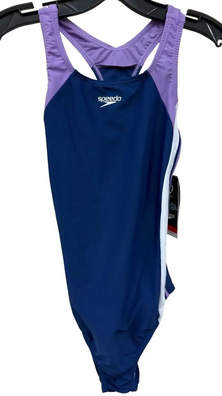 Speedo Girls Infinity Splice One Piece Swimsuit Blue/Purple